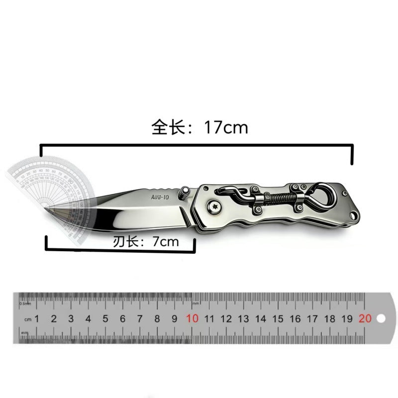 Mechanical Carabiner AUS-10 Full Steel EDC Folding Pocket Knife